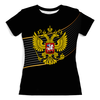Заказать женскую футболку в Москве. Футболка с полной запечаткой (женская) Герб РФ от THE_NISE  - готовые дизайны и нанесение принтов.