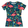 Заказать женскую футболку в Москве. Футболка с полной запечаткой (женская) Фламинго от THE_NISE  - готовые дизайны и нанесение принтов.