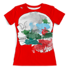 Заказать женскую футболку в Москве. Футболка с полной запечаткой (женская) Череп Акварель от RED'S - готовые дизайны и нанесение принтов.