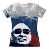 Заказать женскую футболку в Москве. Футболка с полной запечаткой (женская) Путин от denis01001 - готовые дизайны и нанесение принтов.