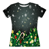 Заказать женскую футболку в Москве. Футболка с полной запечаткой (женская) Падающий снег от THE_NISE  - готовые дизайны и нанесение принтов.