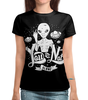 Заказать женскую футболку в Москве. Футболка с полной запечаткой (женская) Пришелец (alien) от trugift - готовые дизайны и нанесение принтов.