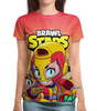 Заказать женскую футболку в Москве. Футболка с полной запечаткой (женская) BRAWL STARS MAX  от geekbox - готовые дизайны и нанесение принтов.