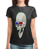 Заказать женскую футболку в Москве. Футболка с полной запечаткой (женская) 3d череп от Alex - готовые дизайны и нанесение принтов.