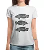Заказать женскую футболку в Москве. Футболка с полной запечаткой (женская) Три рыбы от Alexey Evsyunin - готовые дизайны и нанесение принтов.