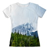 Заказать женскую футболку в Москве. Футболка с полной запечаткой (женская) Снежные горы от THE_NISE  - готовые дизайны и нанесение принтов.