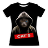 Заказать женскую футболку в Москве. Футболка с полной запечаткой (женская) Кот в капюшоне от weeert - готовые дизайны и нанесение принтов.