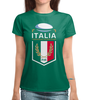 Заказать женскую футболку в Москве. Футболка с полной запечаткой (женская) Италия регби от rugby - готовые дизайны и нанесение принтов.