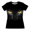 Заказать женскую футболку в Москве. Футболка с полной запечаткой (женская) Чёрная кошка  (1) от ПРИНТЫ ПЕЧАТЬ  - готовые дизайны и нанесение принтов.