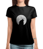 Заказать женскую футболку в Москве. Футболка с полной запечаткой (женская) Волк и луна от weeert - готовые дизайны и нанесение принтов.