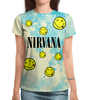 Заказать женскую футболку в Москве. Футболка с полной запечаткой (женская) Nirvana от geekbox - готовые дизайны и нанесение принтов.
