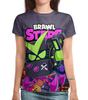 Заказать женскую футболку в Москве. Футболка с полной запечаткой (женская) BRAWL STARS 8-BIT VIRUS от geekbox - готовые дизайны и нанесение принтов.