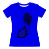 Заказать женскую футболку в Москве. Футболка с полной запечаткой (женская) Черный цветок от aviva - готовые дизайны и нанесение принтов.