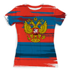 Заказать женскую футболку в Москве. Футболка с полной запечаткой (женская) Россия от DESIGNER   - готовые дизайны и нанесение принтов.