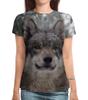 Заказать женскую футболку в Москве. Футболка с полной запечаткой (женская) Волк в лесу от weeert - готовые дизайны и нанесение принтов.