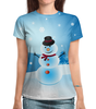 Заказать женскую футболку в Москве. Футболка с полной запечаткой (женская) Снеговик от weeert - готовые дизайны и нанесение принтов.