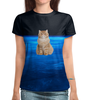 Заказать женскую футболку в Москве. Футболка с полной запечаткой (женская) Кот в космосе  от THE_NISE  - готовые дизайны и нанесение принтов.