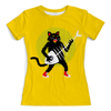 Заказать женскую футболку в Москве. Футболка с полной запечаткой (женская) Котик гитарист от T-shirt print  - готовые дизайны и нанесение принтов.