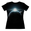 Заказать женскую футболку в Москве. Футболка с полной запечаткой (женская) Покоряя космос от The Spaceway  - готовые дизайны и нанесение принтов.