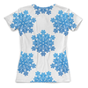 Заказать женскую футболку в Москве. Футболка с полной запечаткой (женская) Голубые снежинки от THE_NISE  - готовые дизайны и нанесение принтов.