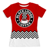 Заказать женскую футболку в Москве. Футболка с полной запечаткой (женская) Твин Пикс. Black Lodge Coffee от geekbox - готовые дизайны и нанесение принтов.