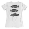 Заказать женскую футболку в Москве. Футболка с полной запечаткой (женская) Три рыбы от Alexey Evsyunin - готовые дизайны и нанесение принтов.