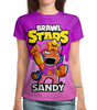 Заказать женскую футболку в Москве. Футболка с полной запечаткой (женская) BRAWL STARS SANDY от geekbox - готовые дизайны и нанесение принтов.