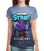 Заказать женскую футболку в Москве. Футболка с полной запечаткой (женская) BRAWL STARS RICOCHET от geekbox - готовые дизайны и нанесение принтов.