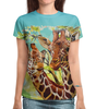 Заказать женскую футболку в Москве. Футболка с полной запечаткой (женская) Жирафы  от T-shirt print  - готовые дизайны и нанесение принтов.