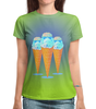 Заказать женскую футболку в Москве. Футболка с полной запечаткой (женская) Мороженое от ПРИНТЫ ПЕЧАТЬ  - готовые дизайны и нанесение принтов.