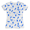 Заказать женскую футболку в Москве. Футболка с полной запечаткой (женская) Коржик в синем от juliafast77 - готовые дизайны и нанесение принтов.