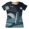 Заказать женскую футболку в Москве. Футболка с полной запечаткой (женская) Космический маяк от Alexander Bagno - готовые дизайны и нанесение принтов.