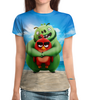 Заказать женскую футболку в Москве. Футболка с полной запечаткой (женская) Angry Birds от skynatural - готовые дизайны и нанесение принтов.