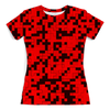 Заказать женскую футболку в Москве. Футболка с полной запечаткой (женская) Красные пиксели от THE_NISE  - готовые дизайны и нанесение принтов.