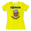 Заказать женскую футболку в Москве. Футболка с полной запечаткой (женская) Я люблю пиво от Leichenwagen - готовые дизайны и нанесение принтов.