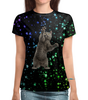 Заказать женскую футболку в Москве. Футболка с полной запечаткой (женская) Кот и звезды от THE_NISE  - готовые дизайны и нанесение принтов.