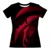 Заказать женскую футболку в Москве. Футболка с полной запечаткой (женская) Роза с силуэтом от Red Cardinal - готовые дизайны и нанесение принтов.