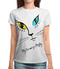 Заказать женскую футболку в Москве. Футболка с полной запечаткой (женская) Загадочная кошка от ELENA ZHARINOVA - готовые дизайны и нанесение принтов.