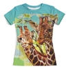 Заказать женскую футболку в Москве. Футболка с полной запечаткой (женская) Жирафы от T-shirt print  - готовые дизайны и нанесение принтов.