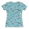 Заказать женскую футболку в Москве. Футболка с полной запечаткой (женская) Seagulls blue background от polinaganzina@yandex.ru - готовые дизайны и нанесение принтов.