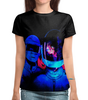 Заказать женскую футболку в Москве. Футболка с полной запечаткой (женская) Daft Punk от THE_NISE  - готовые дизайны и нанесение принтов.