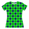 Заказать женскую футболку в Москве. Футболка с полной запечаткой (женская) Сине-зеленые квадраты от THE_NISE  - готовые дизайны и нанесение принтов.