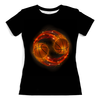 Заказать женскую футболку в Москве. Футболка с полной запечаткой (женская) Огненные мячи от THE_NISE  - готовые дизайны и нанесение принтов.