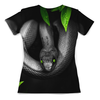 Заказать женскую футболку в Москве. Футболка с полной запечаткой (женская) Черная змея от weeert - готовые дизайны и нанесение принтов.