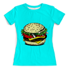 Заказать женскую футболку в Москве. Футболка с полной запечаткой (женская) Большой гамбургер  от denis01001 - готовые дизайны и нанесение принтов.