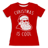 Заказать женскую футболку в Москве. Футболка с полной запечаткой (женская) Крутой Дед Мороз от geekbox - готовые дизайны и нанесение принтов.