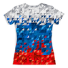 Заказать женскую футболку в Москве. Футболка с полной запечаткой (женская) Flag RF PIXEL от balden - готовые дизайны и нанесение принтов.