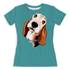 Заказать женскую футболку в Москве. Футболка с полной запечаткой (женская) Смешная собачка (1) от ПРИНТЫ ПЕЧАТЬ  - готовые дизайны и нанесение принтов.
