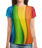 Заказать женскую футболку в Москве. Футболка с полной запечаткой (женская) Colorful Rainbow от Jimmy Flash - готовые дизайны и нанесение принтов.