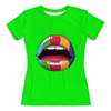 Заказать женскую футболку в Москве. Футболка с полной запечаткой (женская) Разноцветные губы от THE_NISE  - готовые дизайны и нанесение принтов.